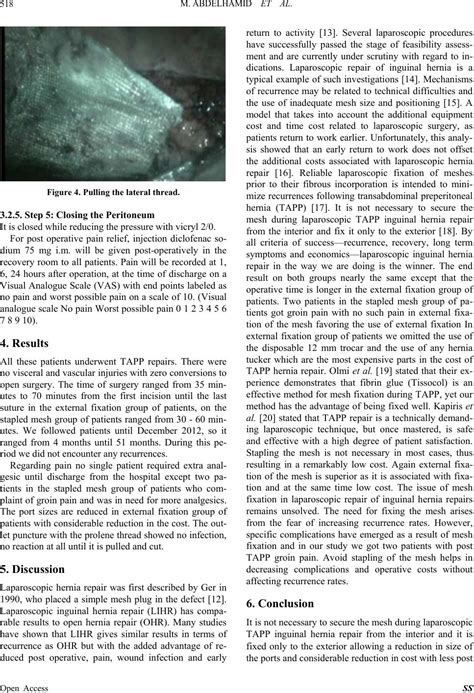 Transabdominal Pre-Peritoneal Mesh for Inguinal Hernia Repair with External Fixation versus Mesh ...