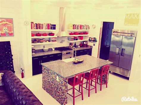 Open kitchen- custom island & floating shelves Open Kitchen, Floating Shelves, Loft Bed, Island ...