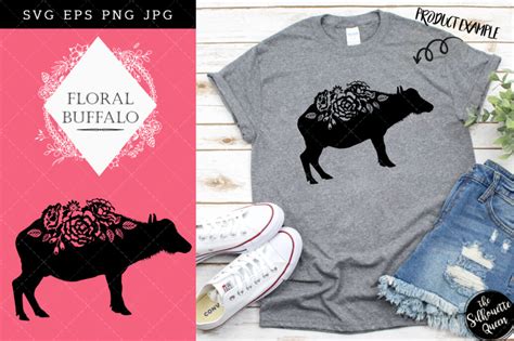 Floral Water buffalo Silhouette Vector By The Silhouette Queen | TheHungryJPEG