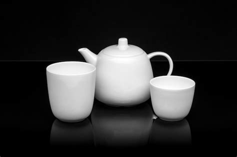 Premium Photo | White porcelain tea set