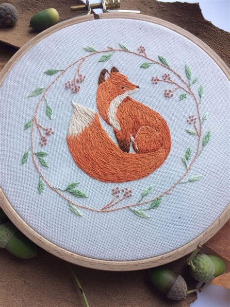 Hand Embroidery, Red fox, Home Wall Decor, Woodland Animals, Beauty, Life, Magic Hoop Art ...