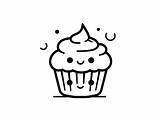 Cute Smiling Muffin Coloring  Page sketch template