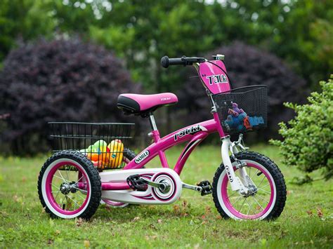 Tauki™ 12 Inch Kids Tricycle, front and rear baskets, hand brake, Pink ...