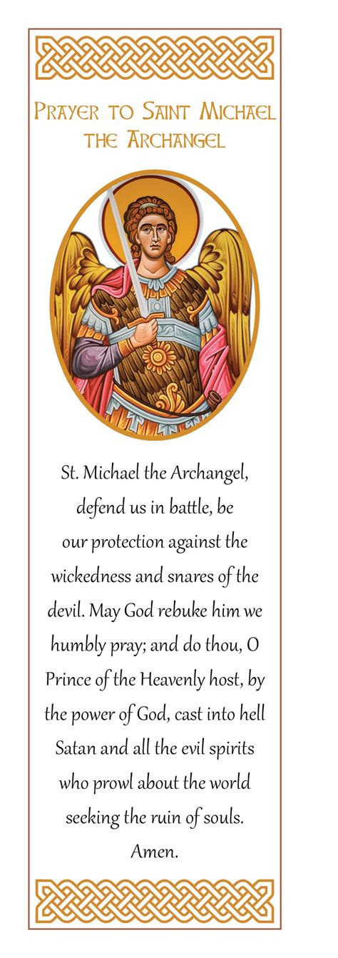 Saint Michael the Archangel Prayer Bookmarks Four on a Page Downloadable and Printable Prayer ...