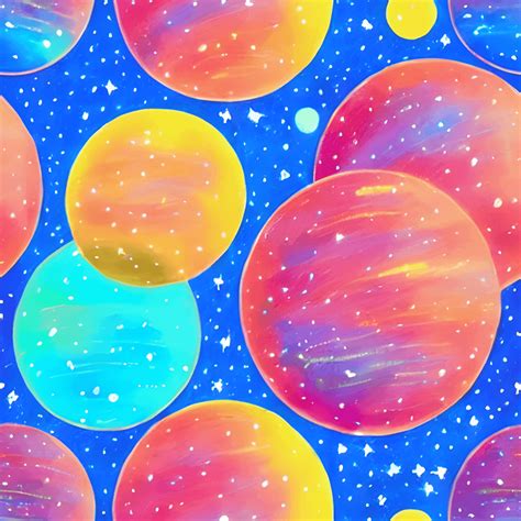 Multi Color Neon Planet Galaxy Constellation Painting Illustration · Creative Fabrica