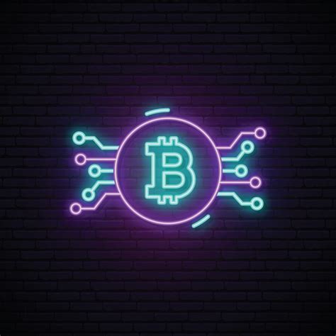 Bitcoin neon sign. Night bright advertisement. Cryptocurrency and ...