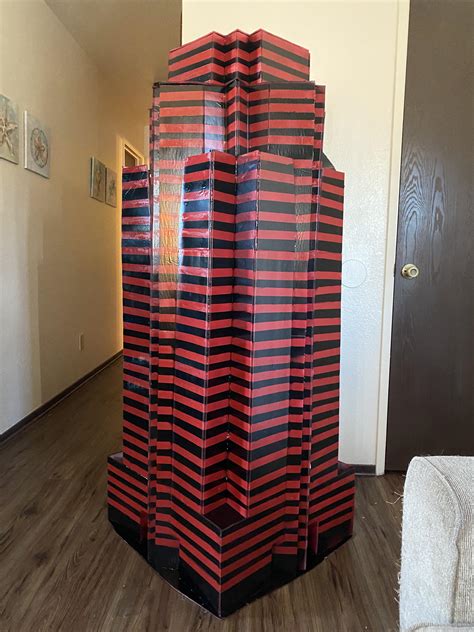 6’ tall Nakatomi Plaza I made from foam board for Christmas! : r/papercraft