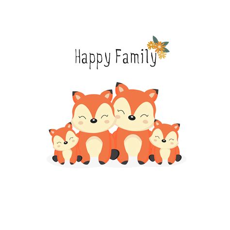 Happy animal family. Dad, mom, baby foxes cartoon. 618527 Vector Art at Vecteezy