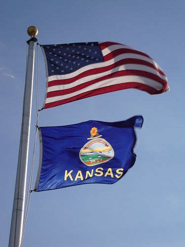 American and Kansas State Flags (Ashland, Kansas) Kansas State Flag, Kansas Day, Kansas Missouri ...