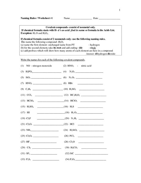 Naming Ionic Compounds Worksheets