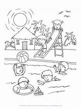 Fun At The Pool Coloring Page  All Kids Network Summer coloring sketch template