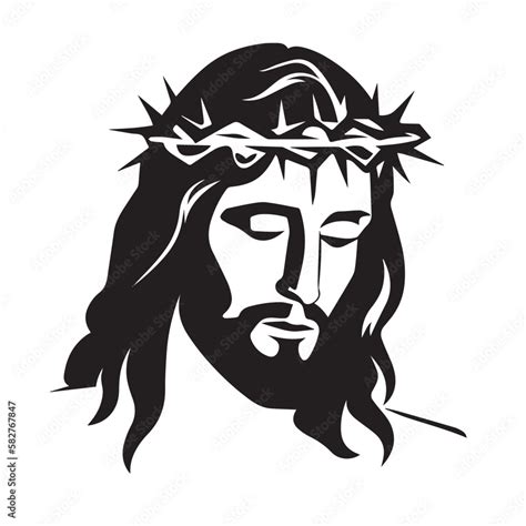 Jesus Christ. Hand drawn vector illustration. Black silhouette svg of Jesus, laser cutting cnc ...