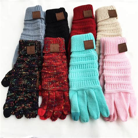 Colorful Touch Screen Gloves Winter Knitted Gloves For Women Men ...