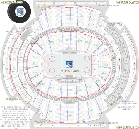 Madison Square Garden seating chart - Rangers hockey large plan