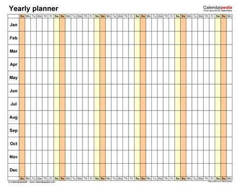 A4 Year Planner Printable