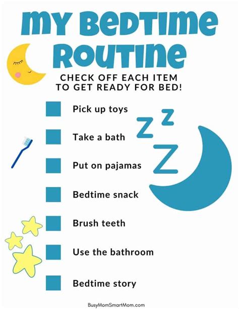 Free Bedtime Routine Chart (5 Cute Printable Bedtime Charts for Kids ...