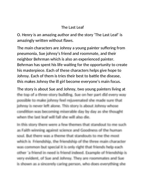 SOLUTION: The last leaf summary - Studypool