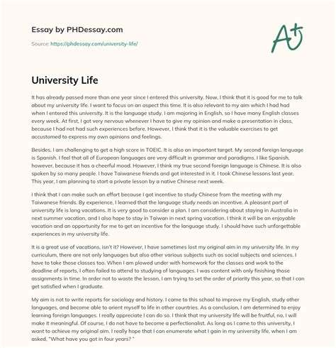 University Life (500 Words) - PHDessay.com