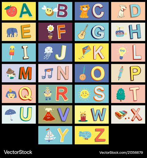 Cartoon kids alphabet Royalty Free Vector Image