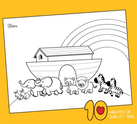 Noah’s Ark Animals Two by Two coloring page – 10 Minutes of Quality Time