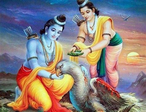 Lord Rama And Lakshmana Giving Medicine To Jatayu