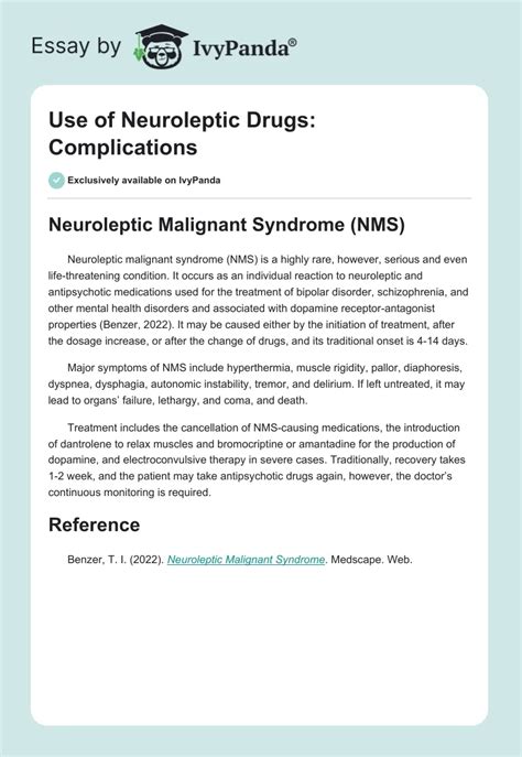 Use of Neuroleptic Drugs: Complications - 153 Words | Essay Example