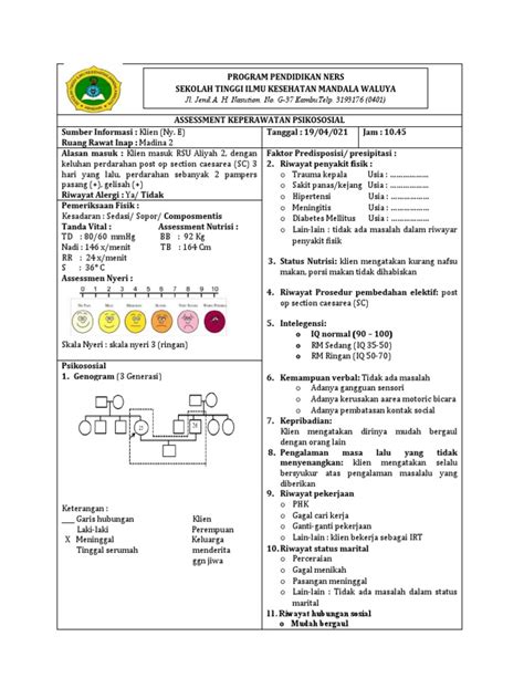 Format Assessment Keperawatan Psikososial | PDF