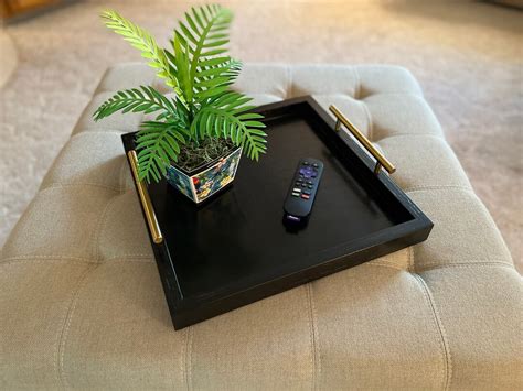 Black Oak Ottoman Serving Tray 15 X 15 - Etsy