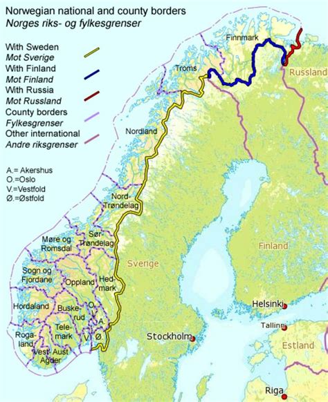 Map of Norway Borders with Rivers, Roads, Lakes, Mountains