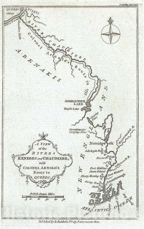 Historic Map : Benedict Arnold's Expedition to Quebec, Baldwin, 1776, Vintage Wall Art | Vintage ...