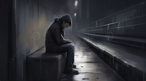 Man Sitting Alone In The Dark