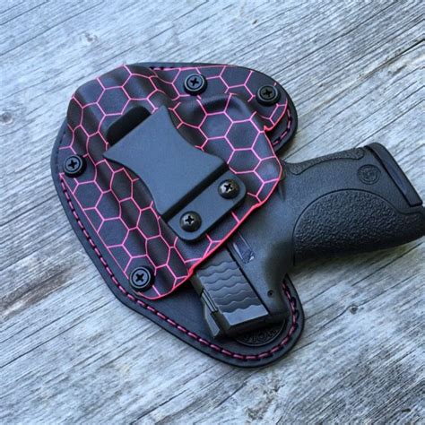 www.keyholeholsters.com M&P Shield 9/40 Nano Rapid On-off hybrid holster. Shown in Hexagon Pink ...