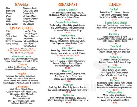 Menu for Vermont Bagel Company in Colchester, VT | Sirved