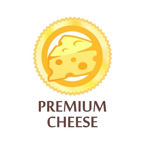 Premium Vector | Round emblem with swiss cheese premium quality