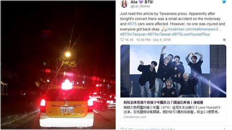 [BTS NEWS] BTS gets involved in a minor car accident after their concert in Taiwan - YouTube