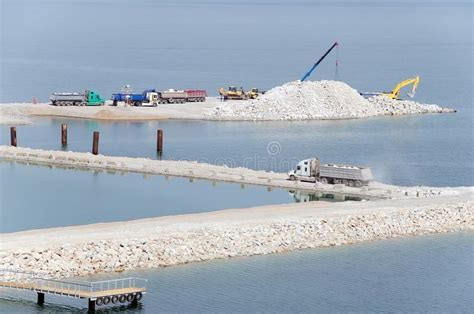 The Construction of the Bridge Kerch Stock Image - Image of truck ...