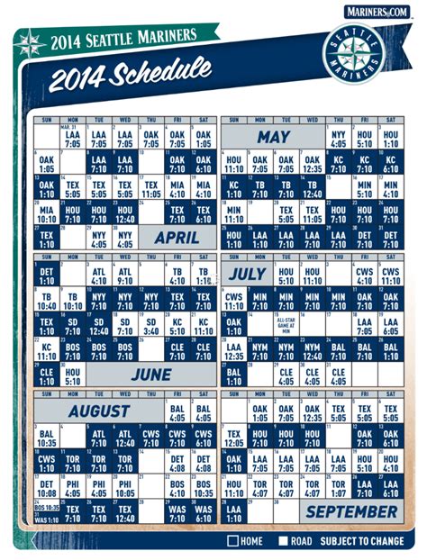 Seattle Mariners Printable Schedule - Free Printable Templates