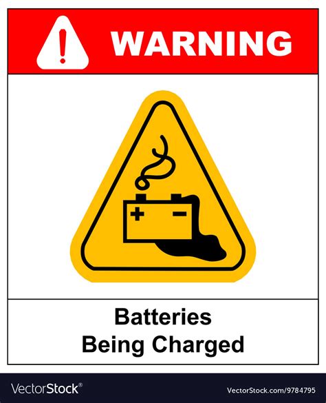 Warning battery charging sign Royalty Free Vector Image