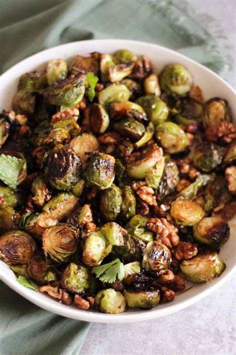 Crispy Roasted Brussels Sprouts with Goat Cheese and Walnuts