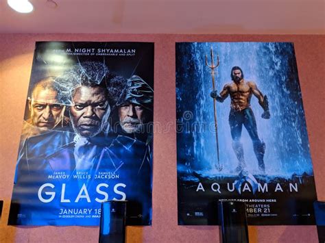 Glass and Aquaman Movie Posters at Regal Movie Theater Editorial Photo ...