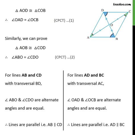 Theorem 8.7 - If diagonals bisect each other, then it is parallelogram