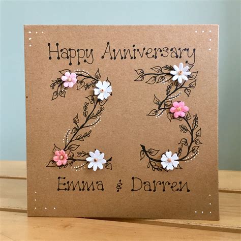 Wedding Anniversary Card Handmade hand drawn bespoke | Etsy