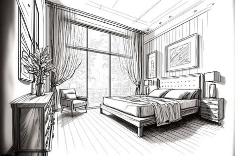 Premium Photo | Abstract bedroom interior design sketch