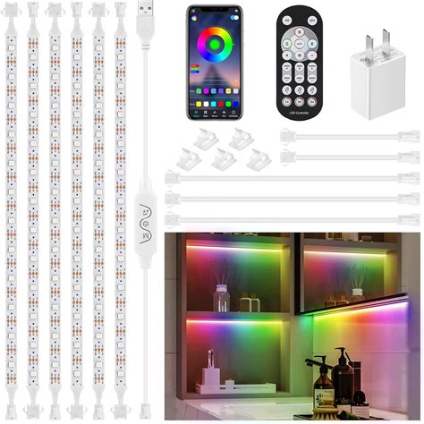 6 Pcs Under Cabinet Lights Kit,Music Sync Color Changing LED Lights ...