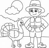 Thanksgiving Pilgrim Boy With Turkey Coloring Page 7819028 Vector Art  sketch template