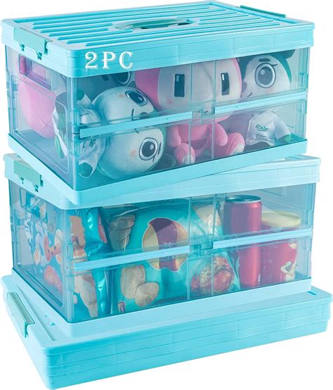 Clear Stackable Storage Bins with Lids, Storage Boxes Plastic, Collapsible, Folding, Latching ...