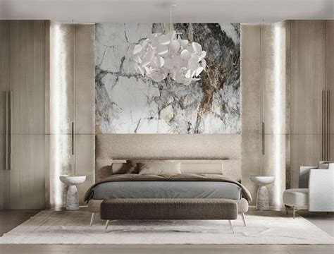 Bedroom marble + metal + wood, PecherskPlaza, Kiev on Behance | Bedroom marble, Marble bedroom ...