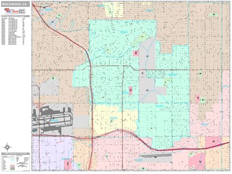 Inglewood California Wall Map (Premium Style) by MarketMAPS - MapSales