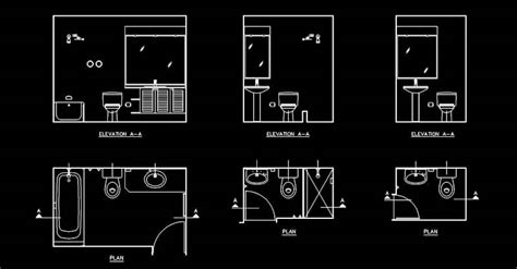 WC bathroom design in AutoCAD - CAD Blocks DWG