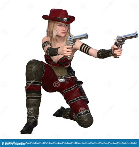 Female Gunfighter Stock Illustration - Image: 56587745